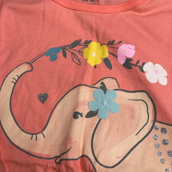 NWt 14 10 7 12 8 6 elephant 3d flowers easter party shirt top birthday carters - Picture 9 of 9